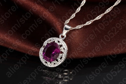 925 Sterling Silver Purple Crystal Jewelry Set