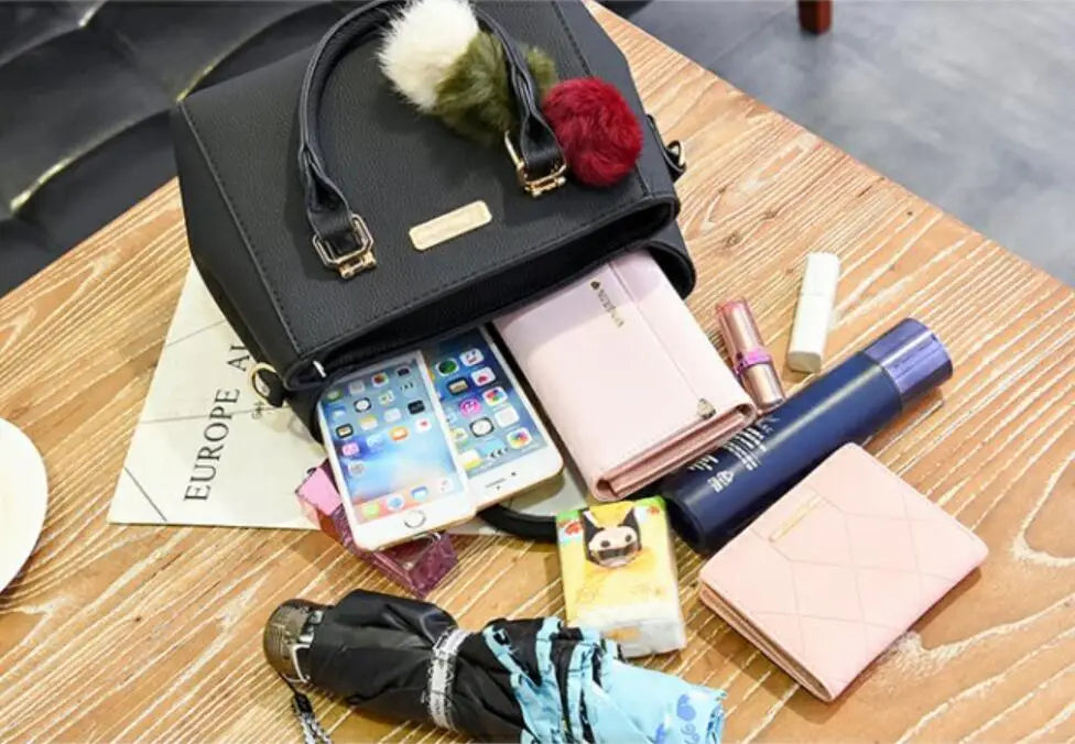 Large Capacity PU Leather Shopper Tote Bag