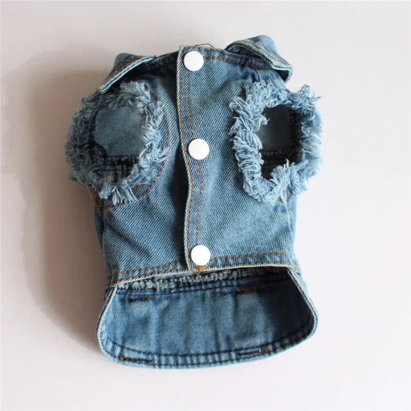 Denim Dog Jacket with Hood