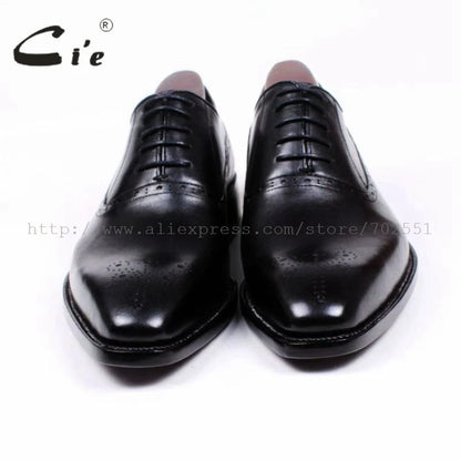 Cie Square Toe Cut-outs Oxford Black 100%Genuine Calf Leather Shoes