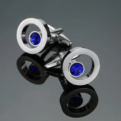 Novelty Luxury Blue White Crystal Cufflinks