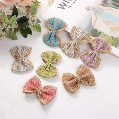 1/2/5pcs Hemp Braided Ribbon Burlap Handmade Flowers Rose