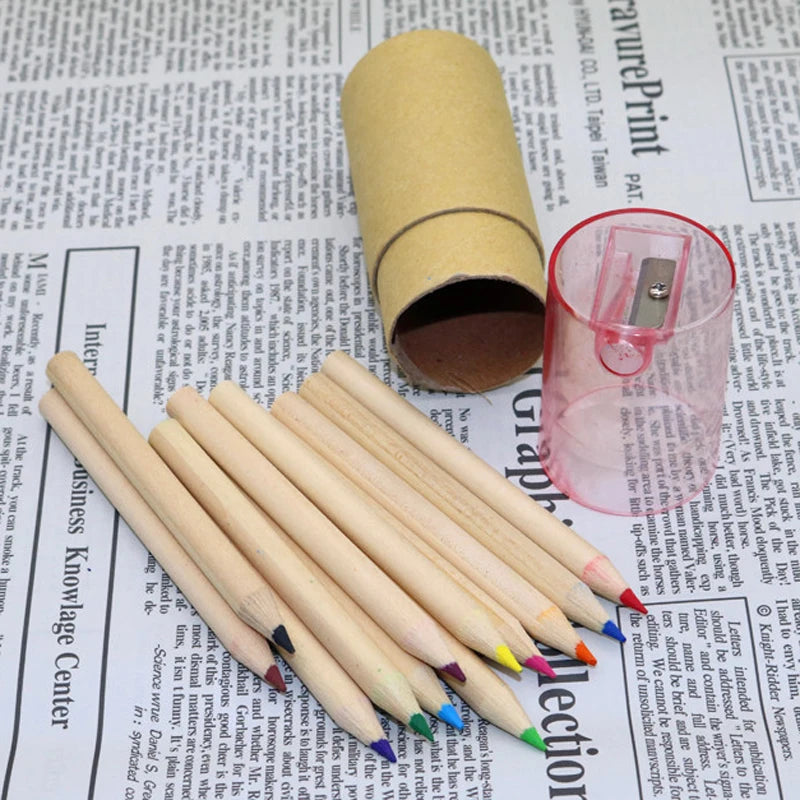 1 Pc Kraft Paper 12 Colors Multicolor Pencil With Sharpener