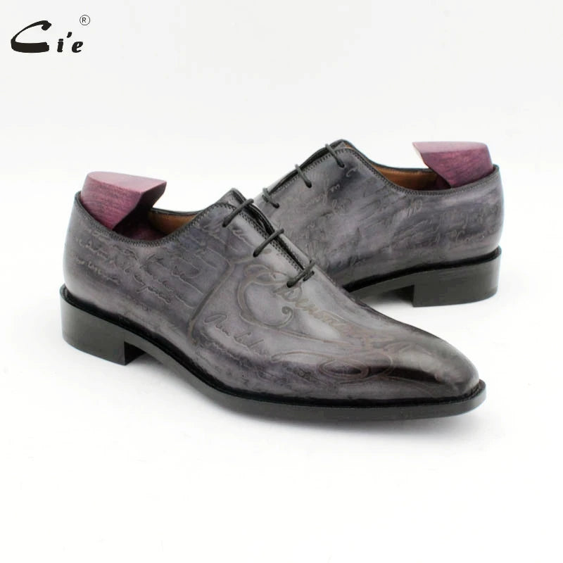 Cie Square Toe Grey Calf Leather Oxford Shoes