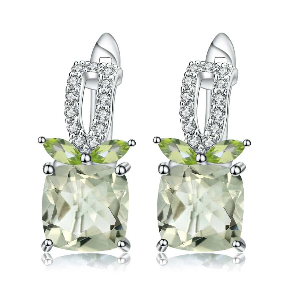 Gem's Ballet 4.16Ct Natural Green Amethyst Gemstone Earrings