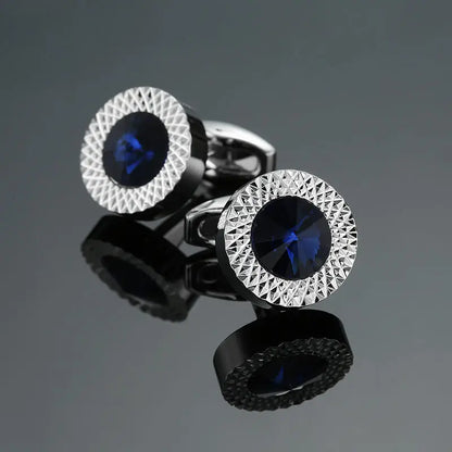Novelty Luxury Blue White Crystal Cufflinks