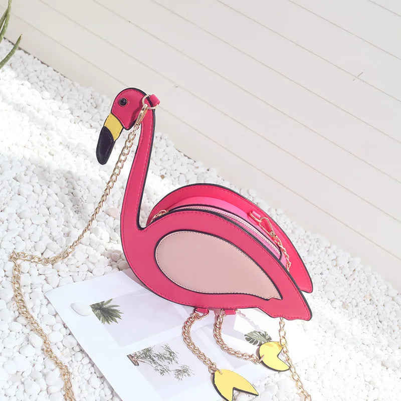 Embroidery Flamingo Shape Handbag