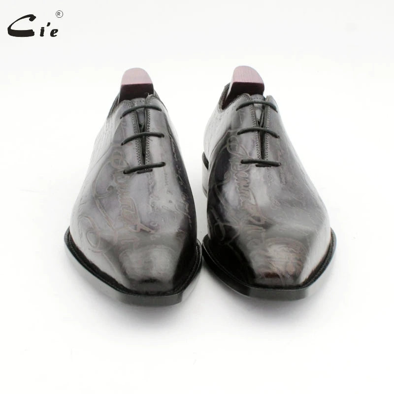 Cie Square Toe Grey Calf Leather Oxford Shoes