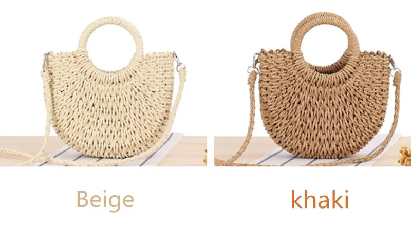 Handmade Half-Moon Straw Bag