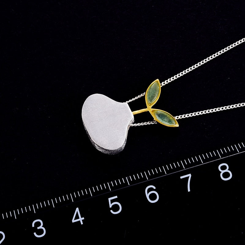 Lotus Real 925 Sterling Silver Natural Aventurine Pendant Without Chain