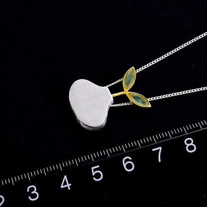 Lotus Real 925 Sterling Silver Natural Aventurine Pendant Without Chain