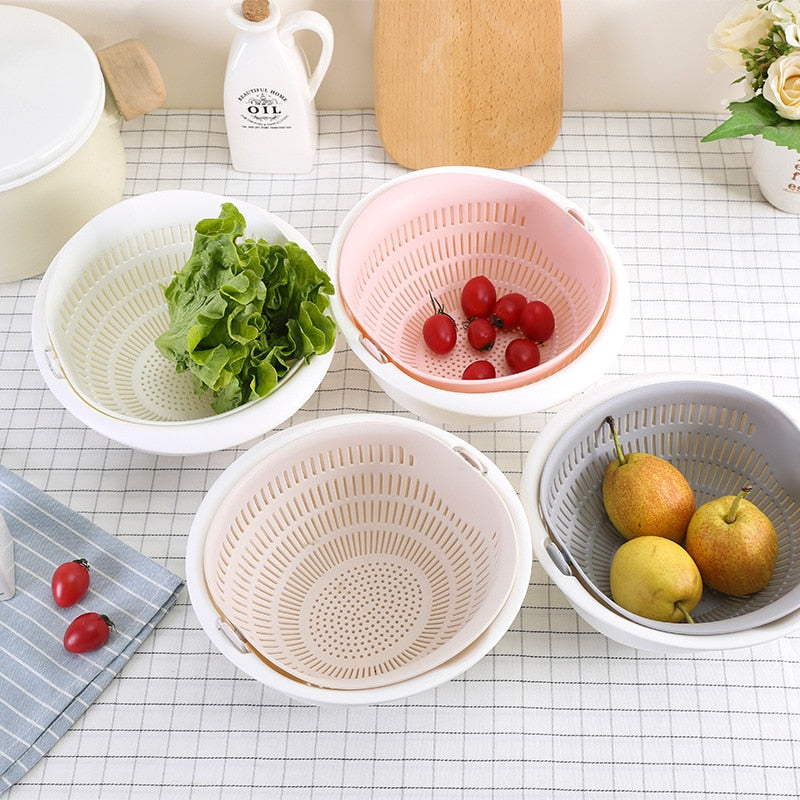 Kitchen Silicone Double Drain Basket  Strainers