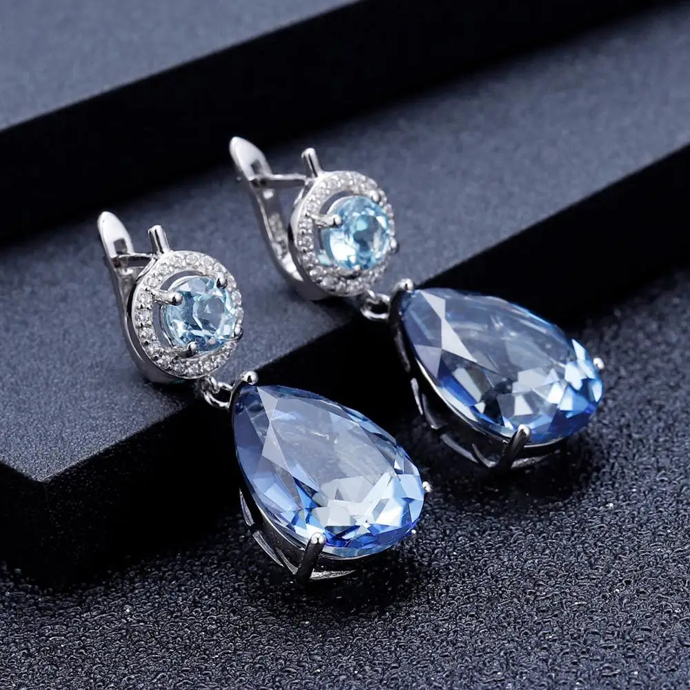 Natural Mystic Quartz Topaz Drop Earrings