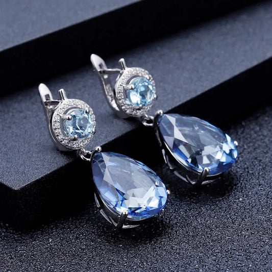 Natural Mystic Quartz Topaz Drop Earrings