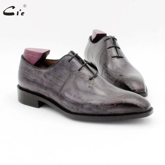 Cie Square Toe Grey Calf Leather Oxford Shoes