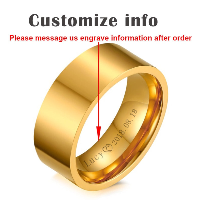 Vnox Personalize His and Hers Wedding gold ring