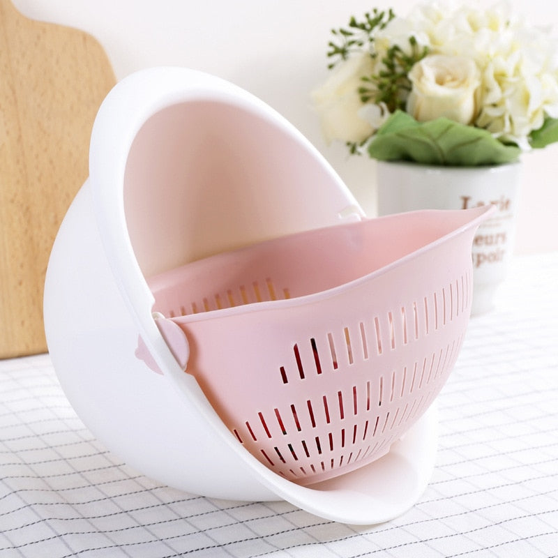 Kitchen Silicone Double Drain Basket  Strainers