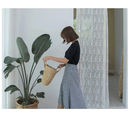 Bohemian Woven Straw Tote Crossbody Bag