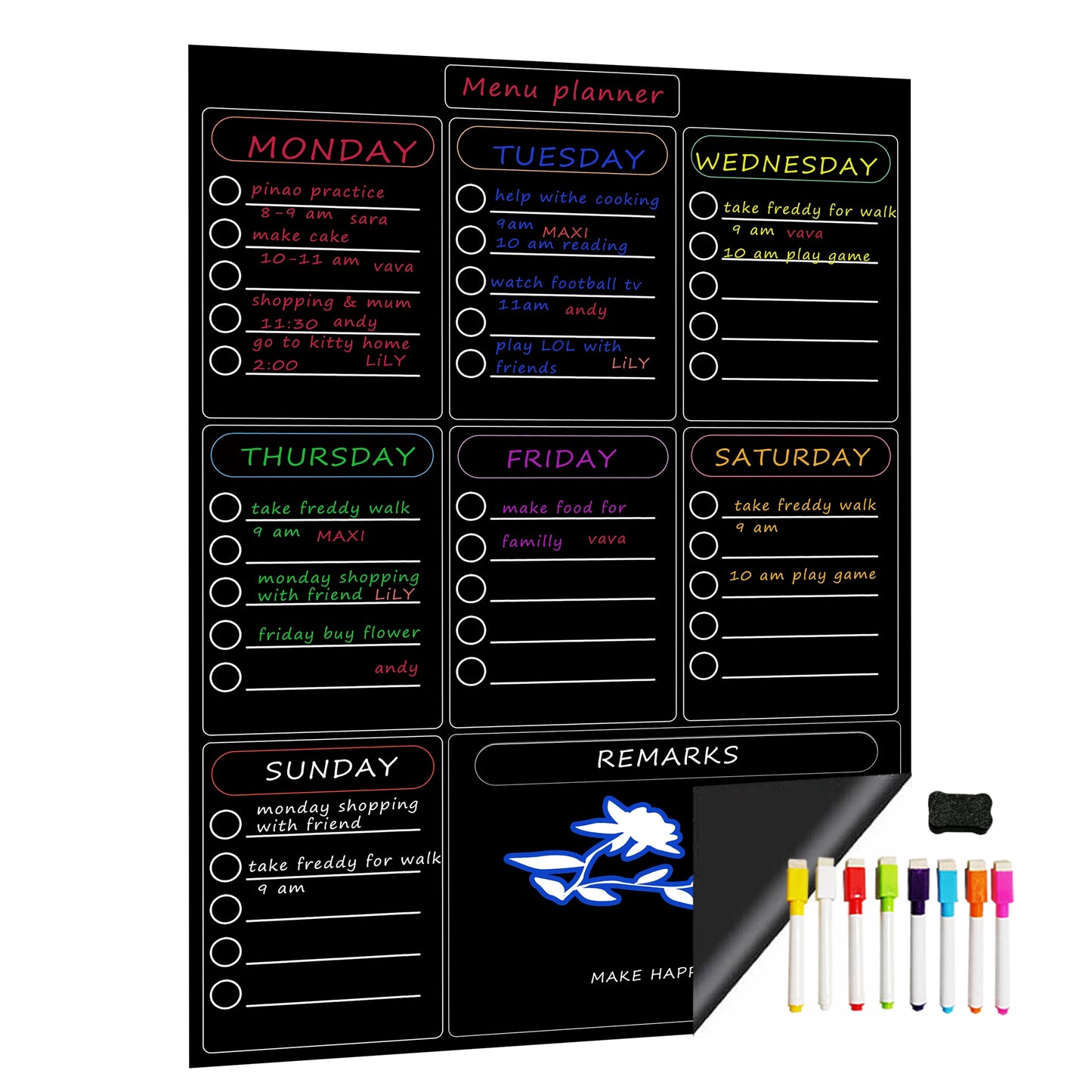 Magnetic Weekly Planner Whiteboard for Fridge