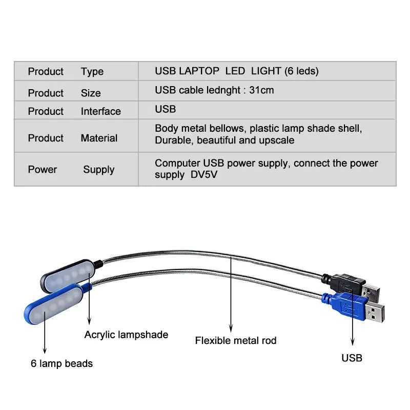 Flexible Portable Book Reading Lamp