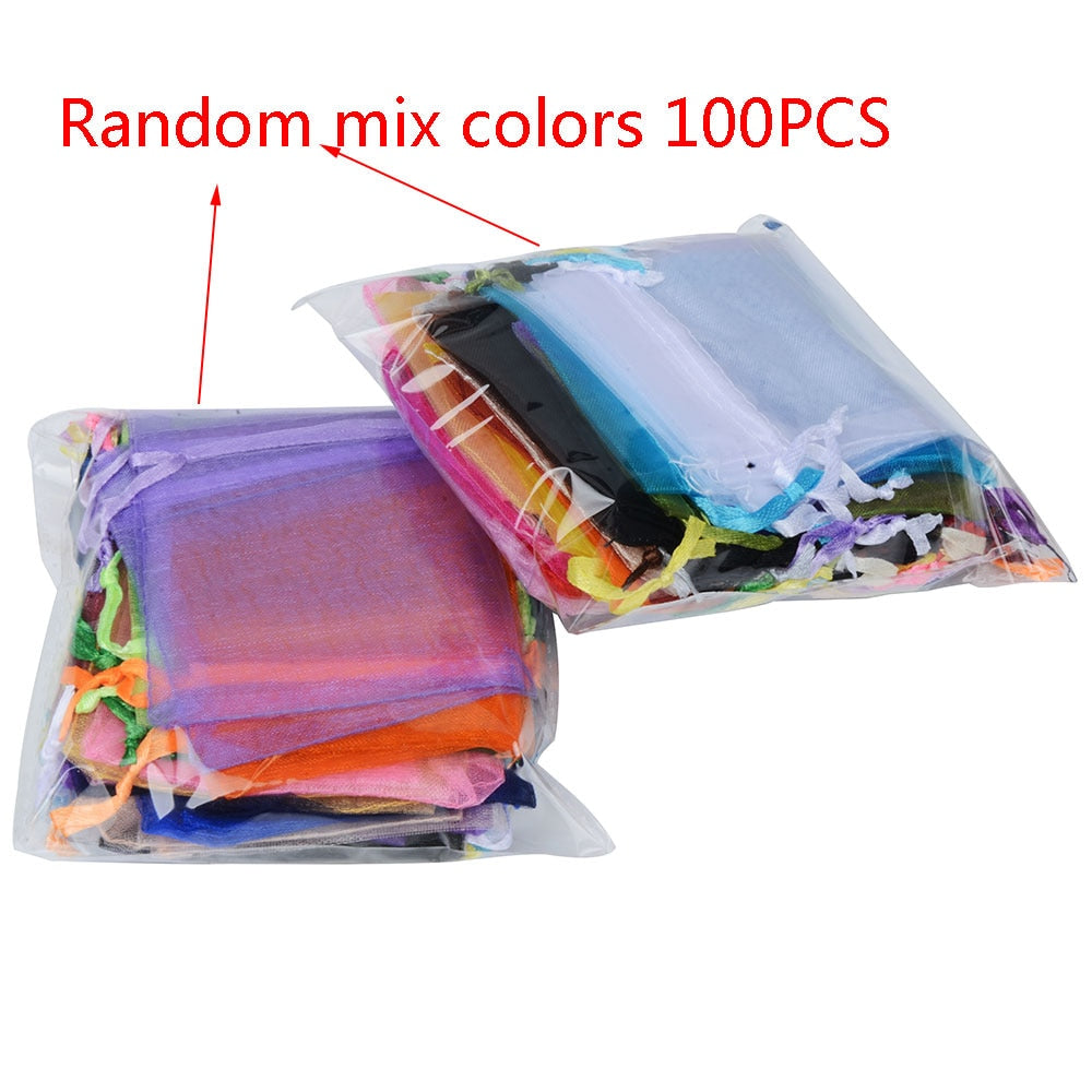 100pcs 24 Colors Jewelry Packaging Bag 5*7 7*9 9*12 10*15cm