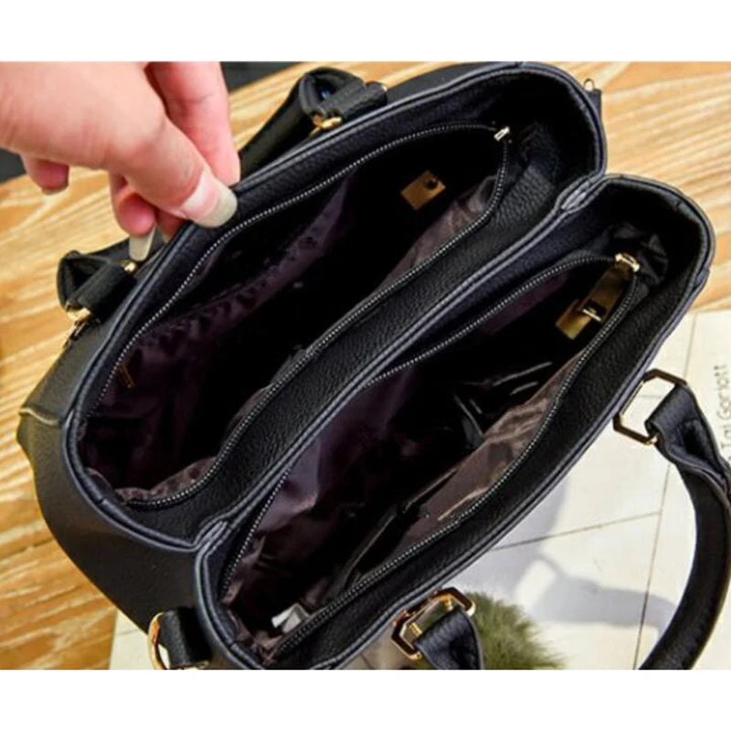 Large Capacity PU Leather Shopper Tote Bag