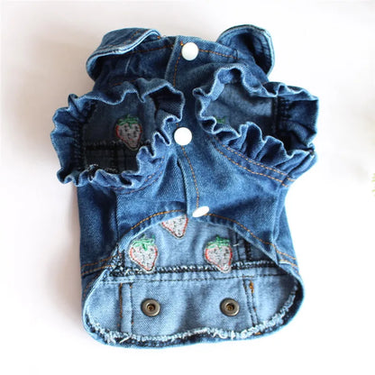 Denim Dog Jacket with Hood