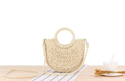 Handmade Half-Moon Straw Bag