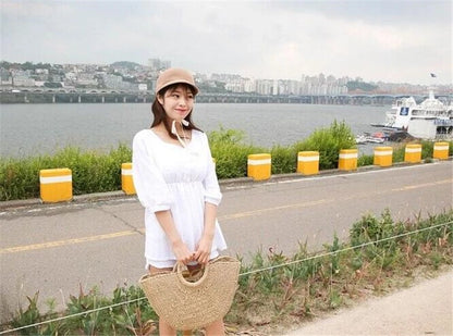 Bohemian Woven Straw Tote Crossbody Bag