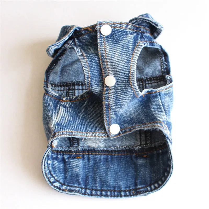 Denim Dog Jacket with Hood