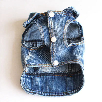 Denim Dog Jacket with Hood