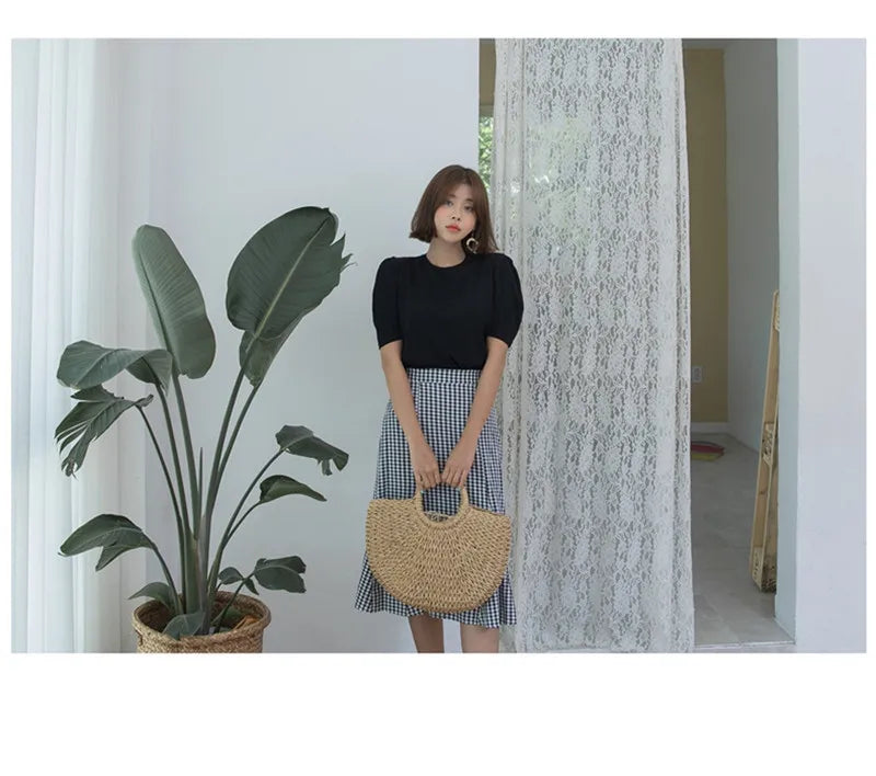 Bohemian Woven Straw Tote Crossbody Bag