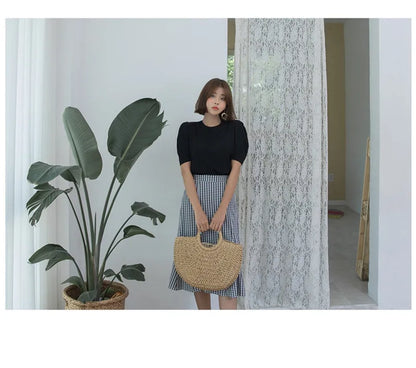 Bohemian Woven Straw Tote Crossbody Bag