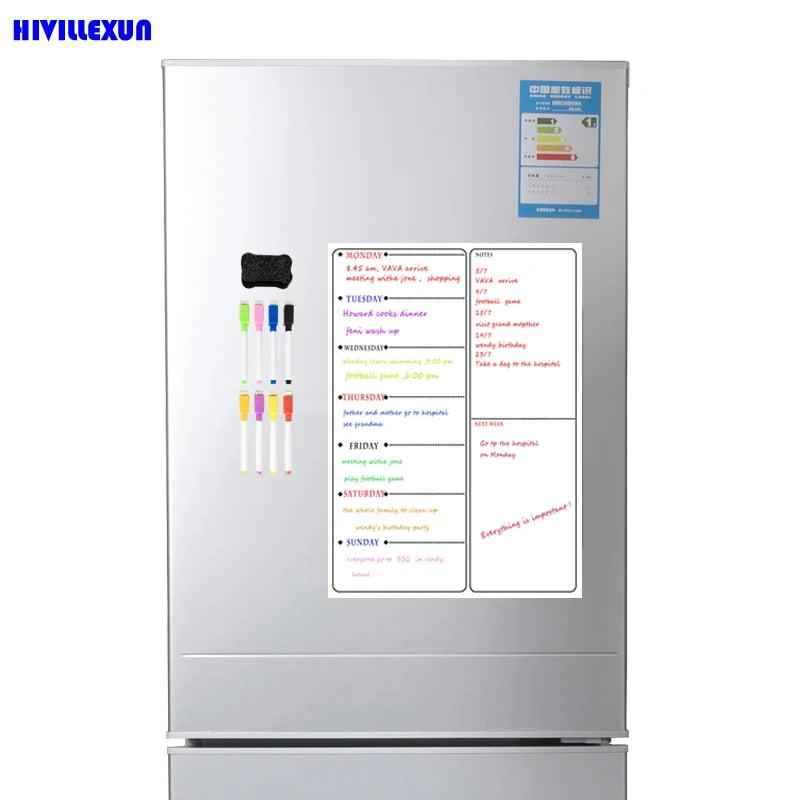 Magnetic A3 Weekly Planner Board Set for Refrigerator