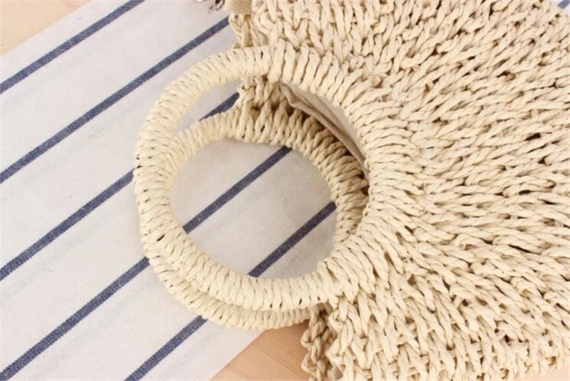 Handmade Half-Moon Straw Bag