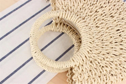 Handmade Half-Moon Straw Bag