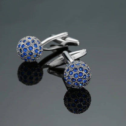 Novelty Luxury Blue White Crystal Cufflinks