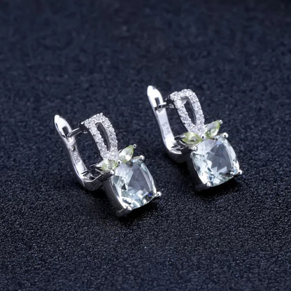 Gem's Ballet 4.16Ct Natural Green Amethyst Gemstone Earrings