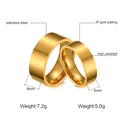 Vnox Personalize His and Hers Wedding gold ring