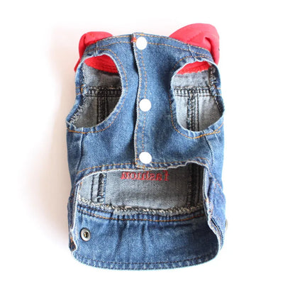 Denim Dog Jacket with Hood