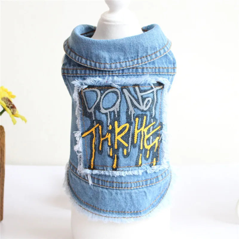 Denim Dog Jacket with Hood