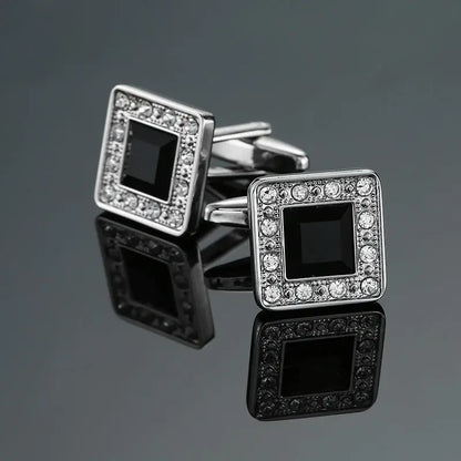 Novelty Luxury Blue White Crystal Cufflinks
