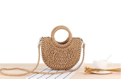 Handmade Half-Moon Straw Bag