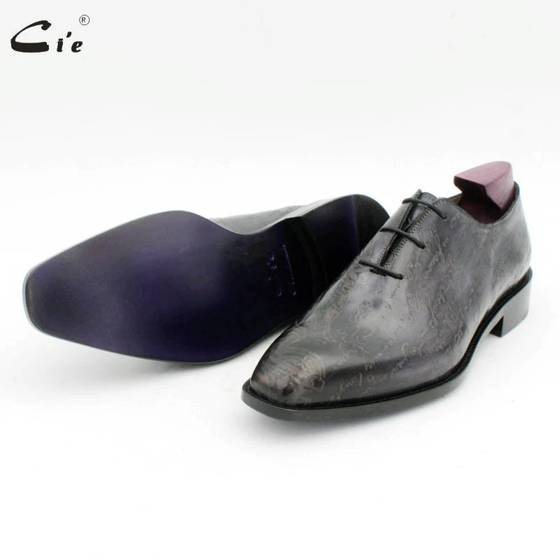 Cie Square Toe Grey Calf Leather Oxford Shoes