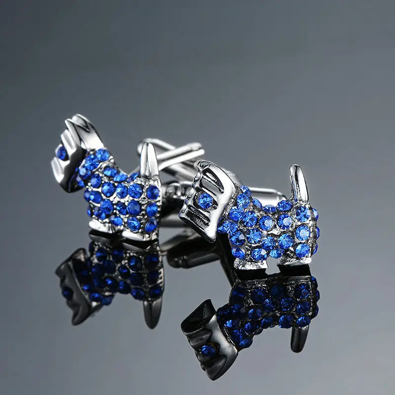 Novelty Luxury Blue White Crystal Cufflinks