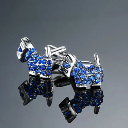 Novelty Luxury Blue White Crystal Cufflinks
