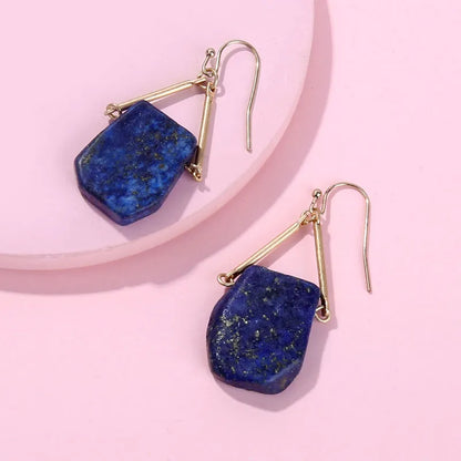 Hui Dang Gold Plating Geometric Natural Stone Earrings