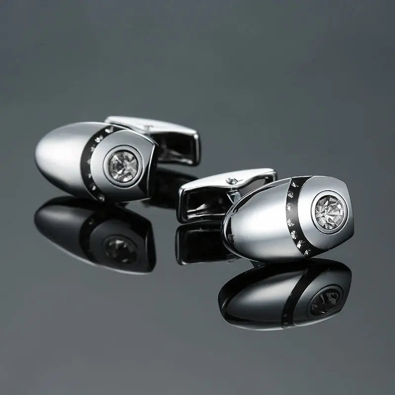 Novelty Luxury Blue White Crystal Cufflinks