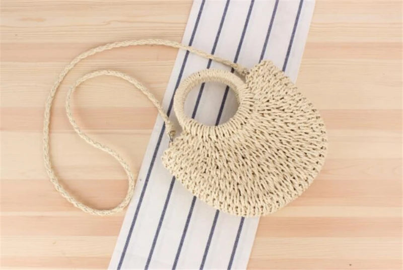 Handmade Half-Moon Straw Bag