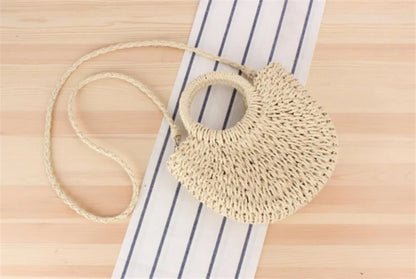 Handmade Half-Moon Straw Bag